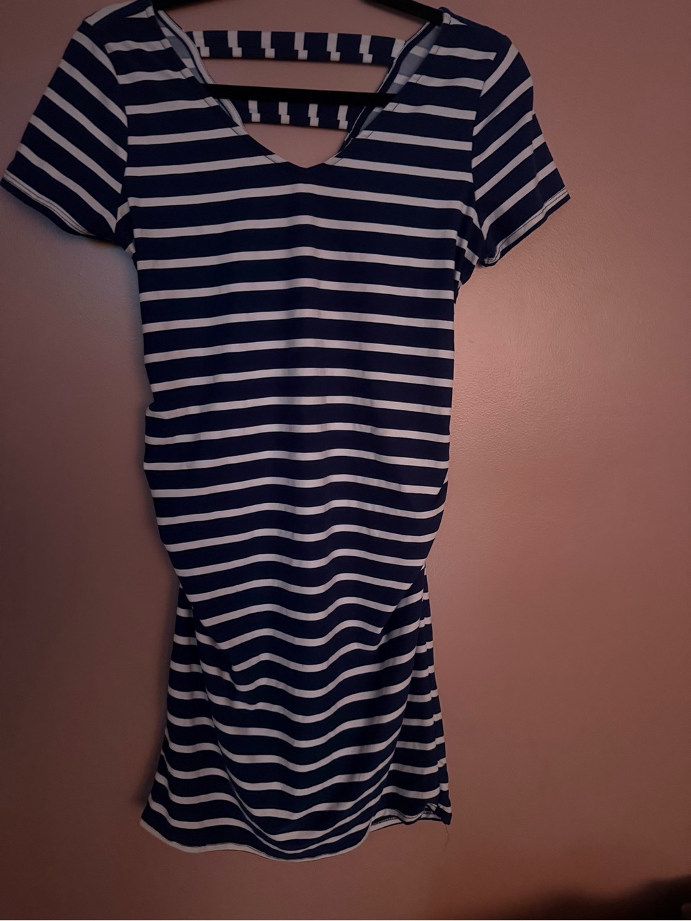 Navy blue stripe maternity dress